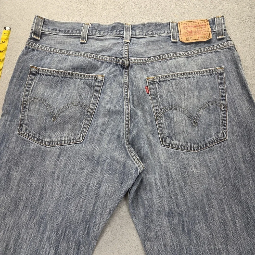 Levis 569 Jeans Mens Blue Loose Straight Relaxed Medium‎ Wash Zip Fly Fits 38x28